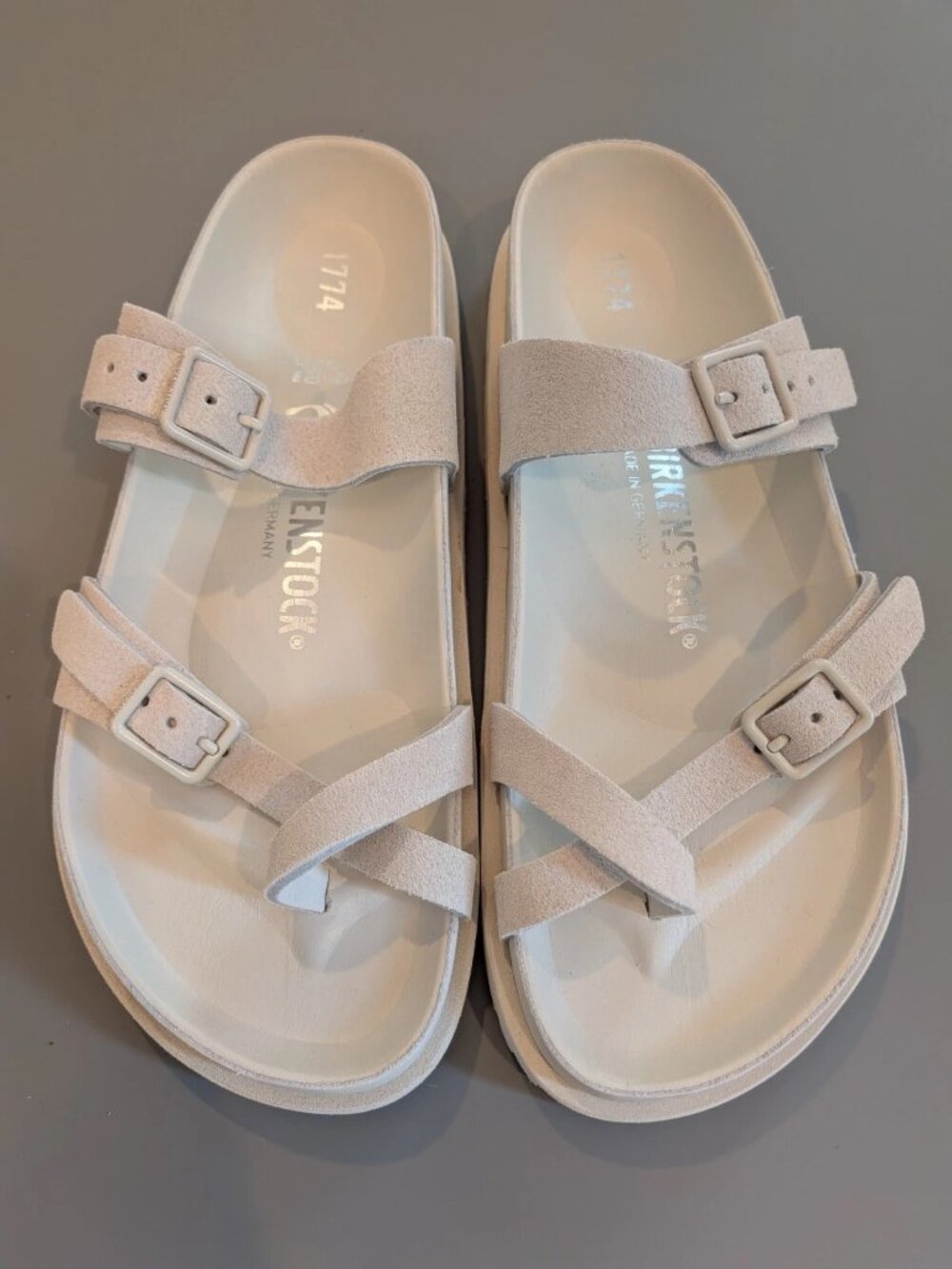 NEW Birkenstock 1774 III Mayari Bone Suede Sandals Women's EU 39